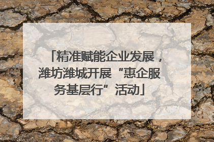 精准赋能企业发展，潍坊潍城开展“惠企服务基层行”活动